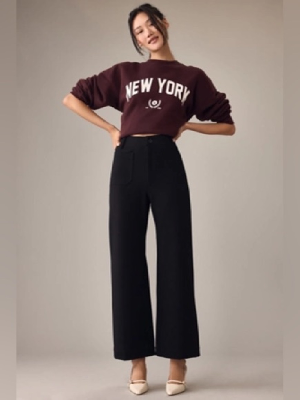 THE COLETTE CROPPED WIDE-LEG PONTE PANTS BY MAEVE